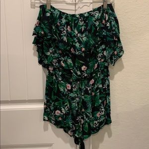 Green print romper